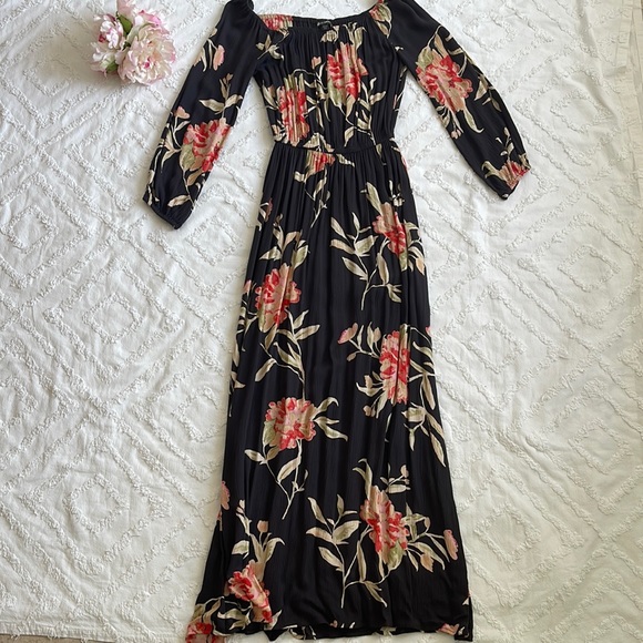 Billabong Off The Shoulder Floral Maxi Dress M - Picture 1 of 6